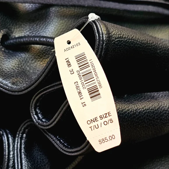 Victoria's Secret Black Vegan Leather Fringe Backpack Handbag Shoulder Bag NWT - Picture 5 of 15